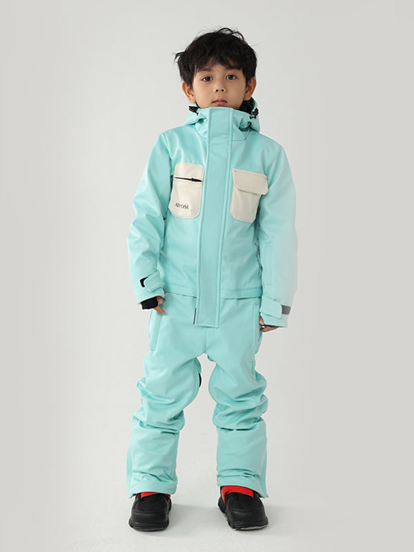 Kinder Air Pose Winter Warrior Einteiler-Schneeanzug im Blockdesign