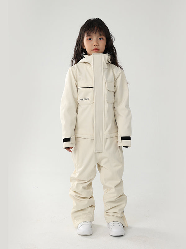 Kinder Air Pose Winter Warrior Einteiler-Schneeanzug im Blockdesign