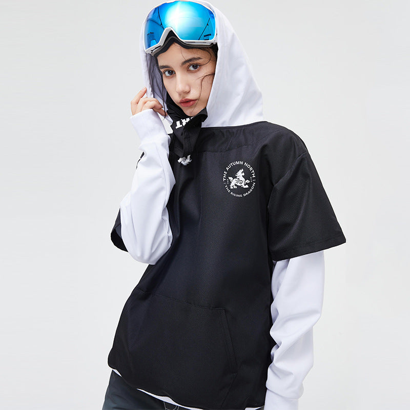 Northfeel Moonlight Damen-Schneehoodie, reflektierend, schwarz/weiß, wasserdicht