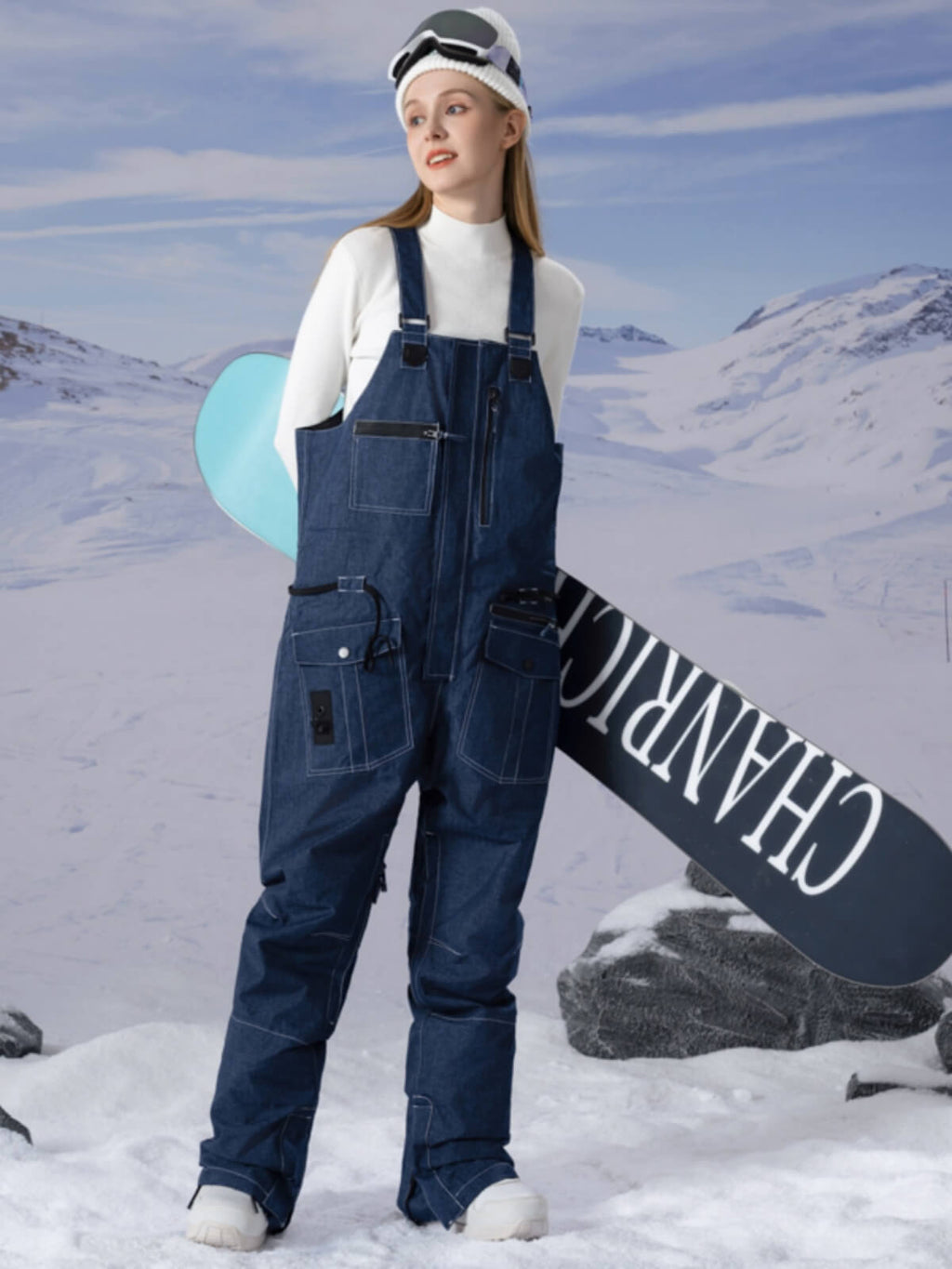 PowderQueen Damen-Schneeabenteuer-Latzhose aus Denim