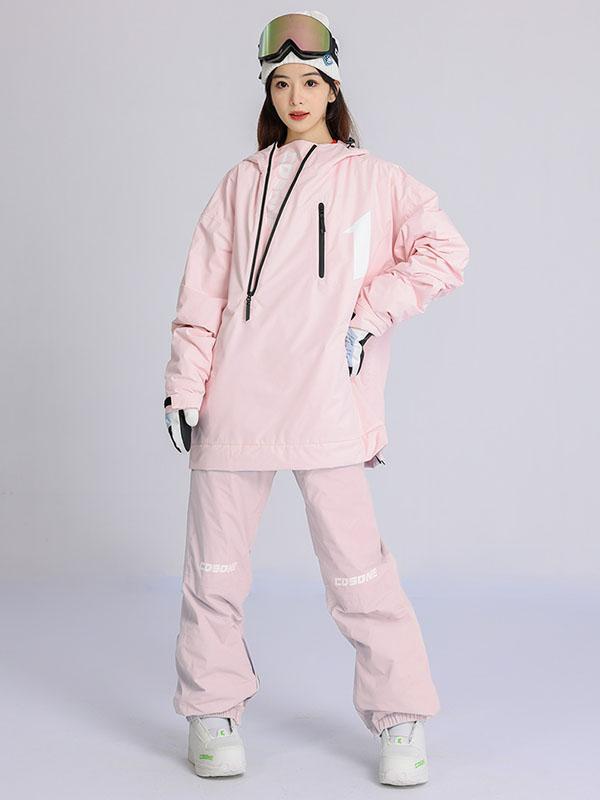Cosone Damen-Schneeanzug mit schrägem Reißverschluss, Modell Nr. 1, einfarbig