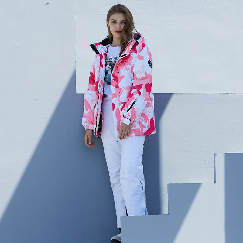Arctic Queen Damen-Schneejacke und -hose in Tarnfarben, Rosa