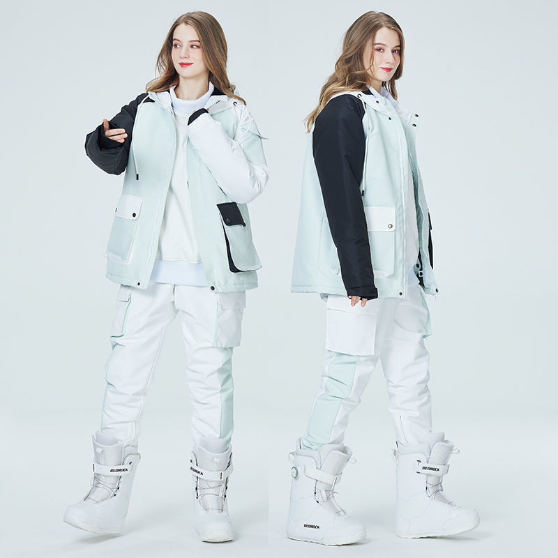 Arctic Queen Damen-Schneeanzüge mit Farbblock-Design in Divided Sky