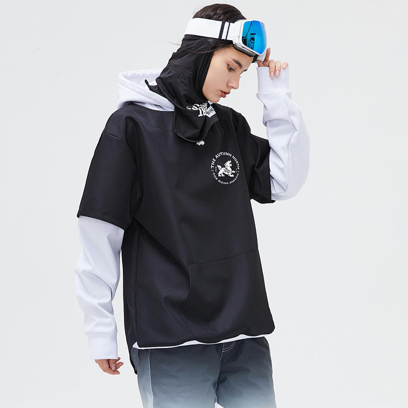 Northfeel Moonlight Damen-Schneehoodie, reflektierend, schwarz/weiß, wasserdicht