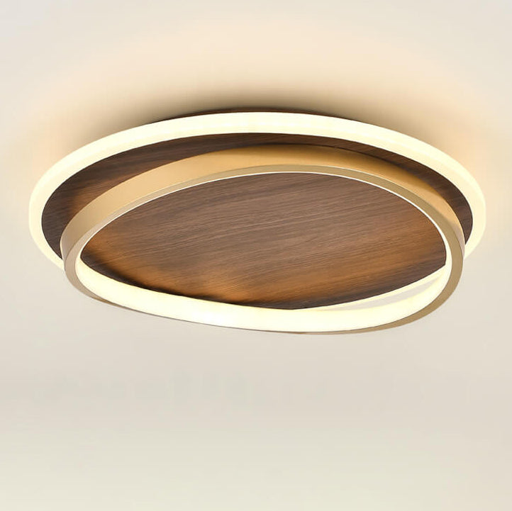 Luvano LED Deckenleuchte Nussbaum gold rund