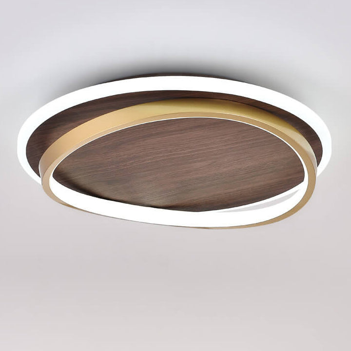 Luvano LED Deckenleuchte Nussbaum gold rund