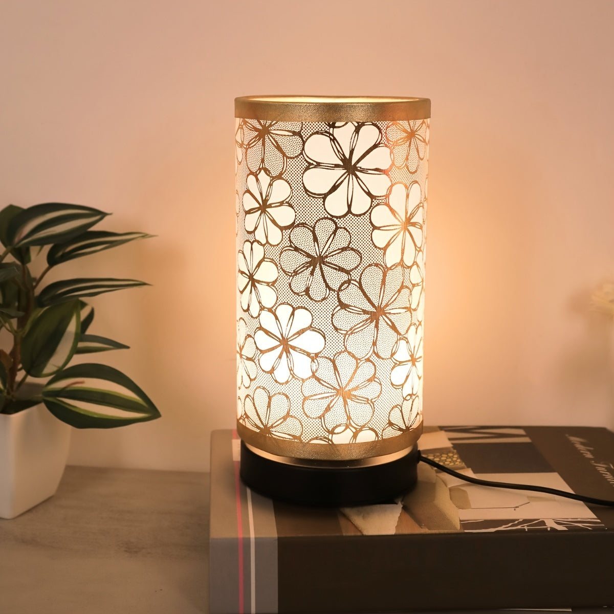 Luvano Tischleuchte Blumen USB warmweiß