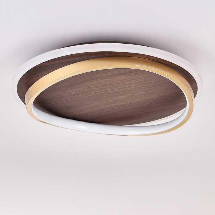 Luvano LED Deckenleuchte Nussbaum gold rund