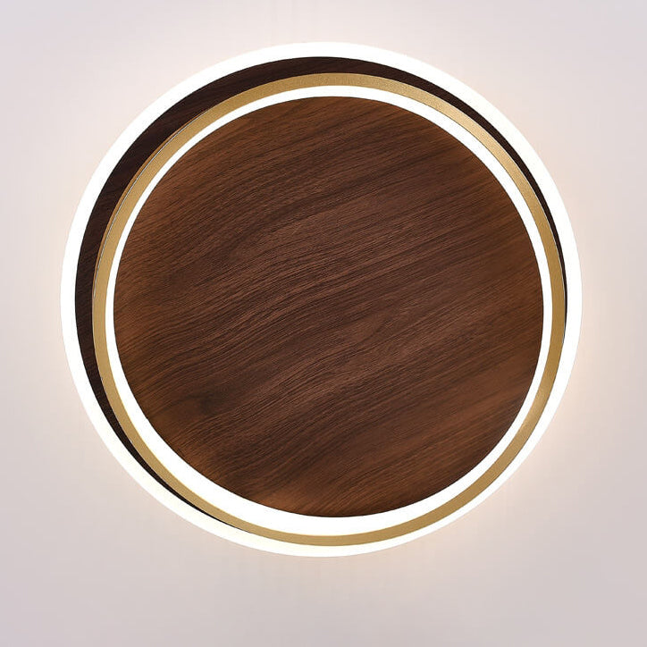 Luvano LED Deckenleuchte Nussbaum gold rund