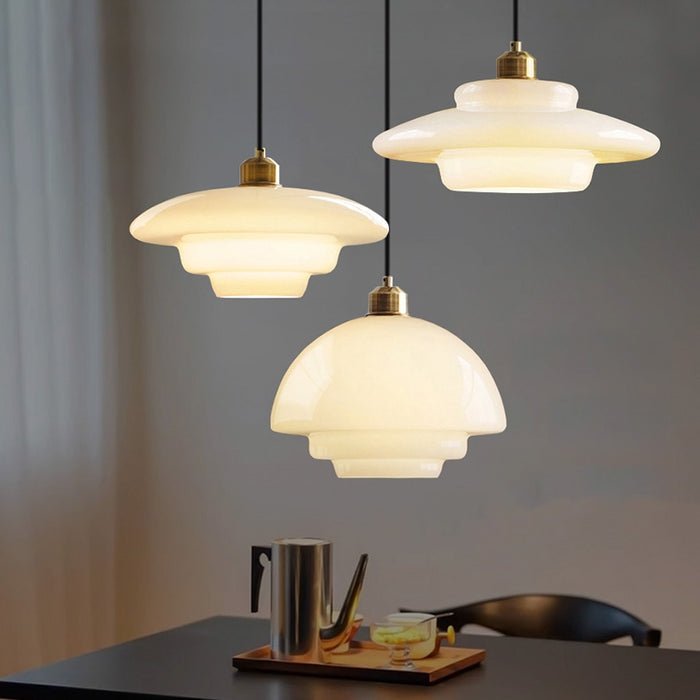 Luvano Pendelleuchte Weißglas Mid Century modern