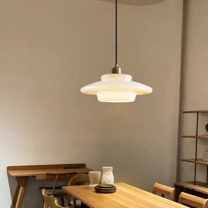 Luvano Pendelleuchte Weißglas Mid Century modern