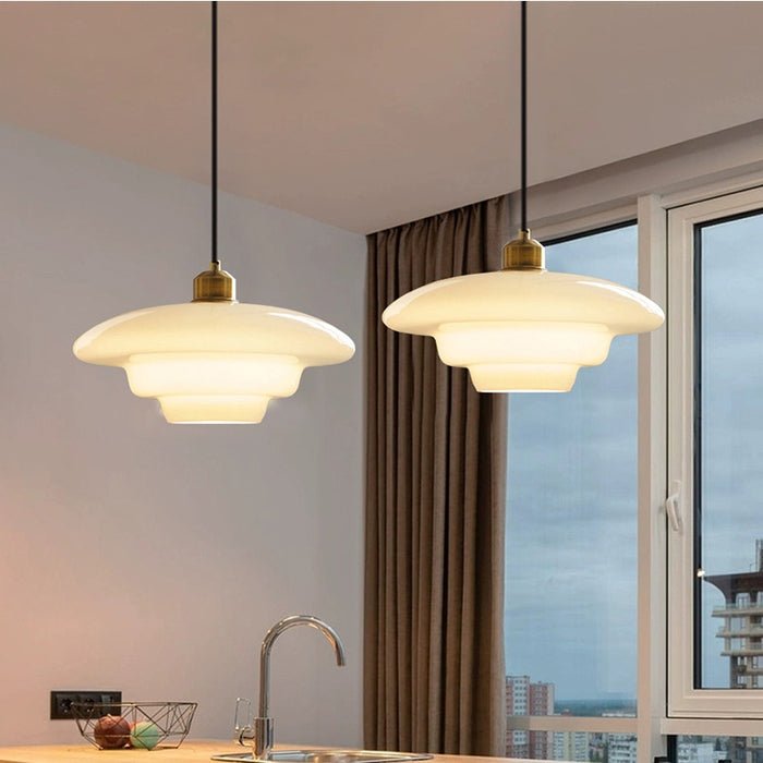 Luvano Pendelleuchte Weißglas Mid Century modern