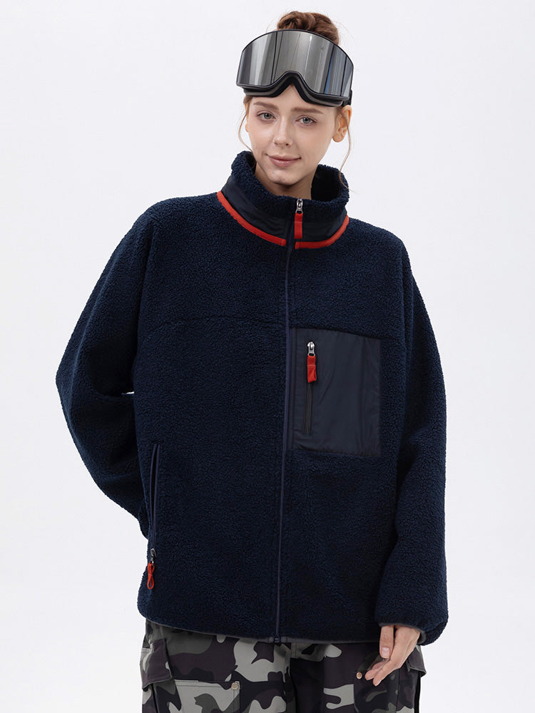 Damen-Fleecejacke aus Kunst-Sherpa-Fleece mit durchgehendem Reißverschluss für abenteuerliche Bergtouren