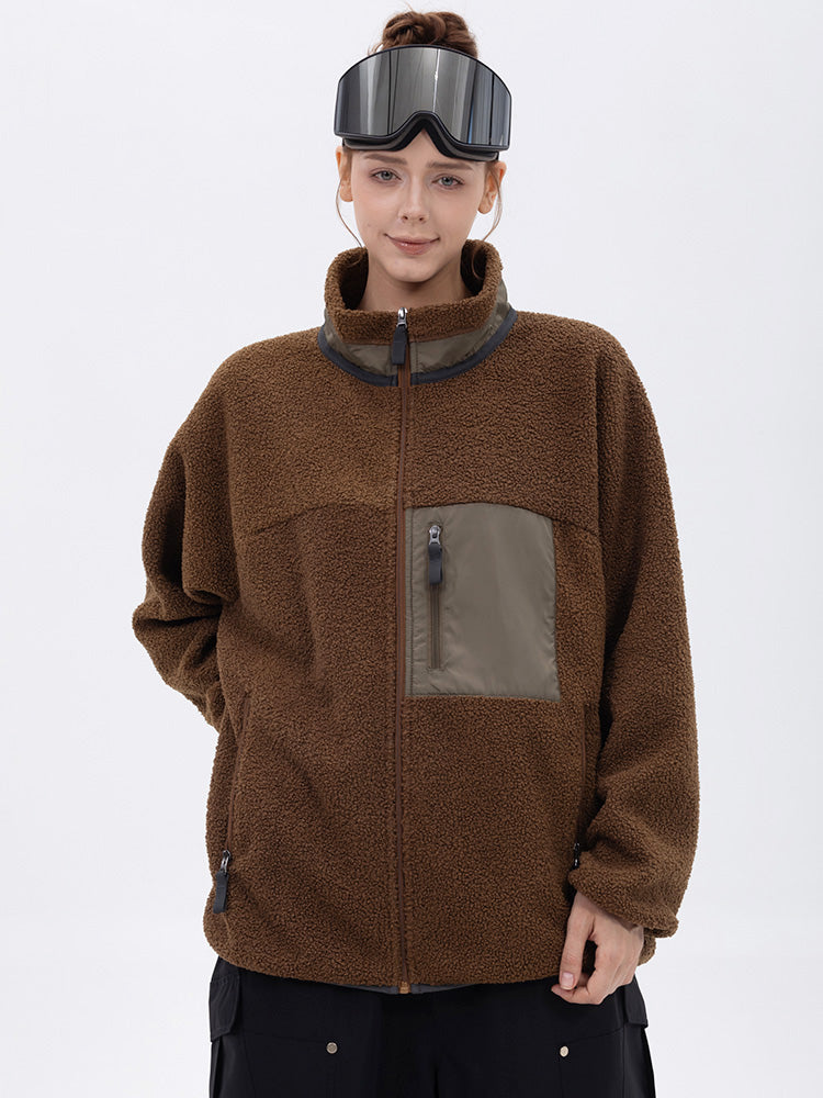 Damen-Fleecejacke aus Kunst-Sherpa-Fleece mit durchgehendem Reißverschluss für abenteuerliche Bergtouren
