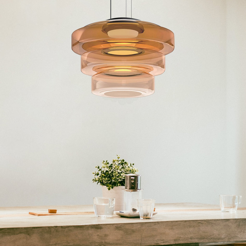 Luvano Pendelleuchte Bauhaus Glas LED mehrlagig