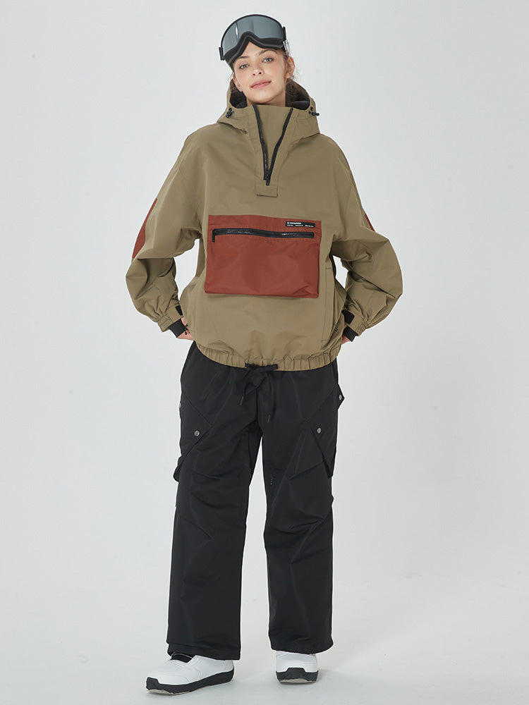 Damen-Winter-Bomberjacke, Baggy-Schneejacke mit praktischen Cargotaschen, Snowboardhose