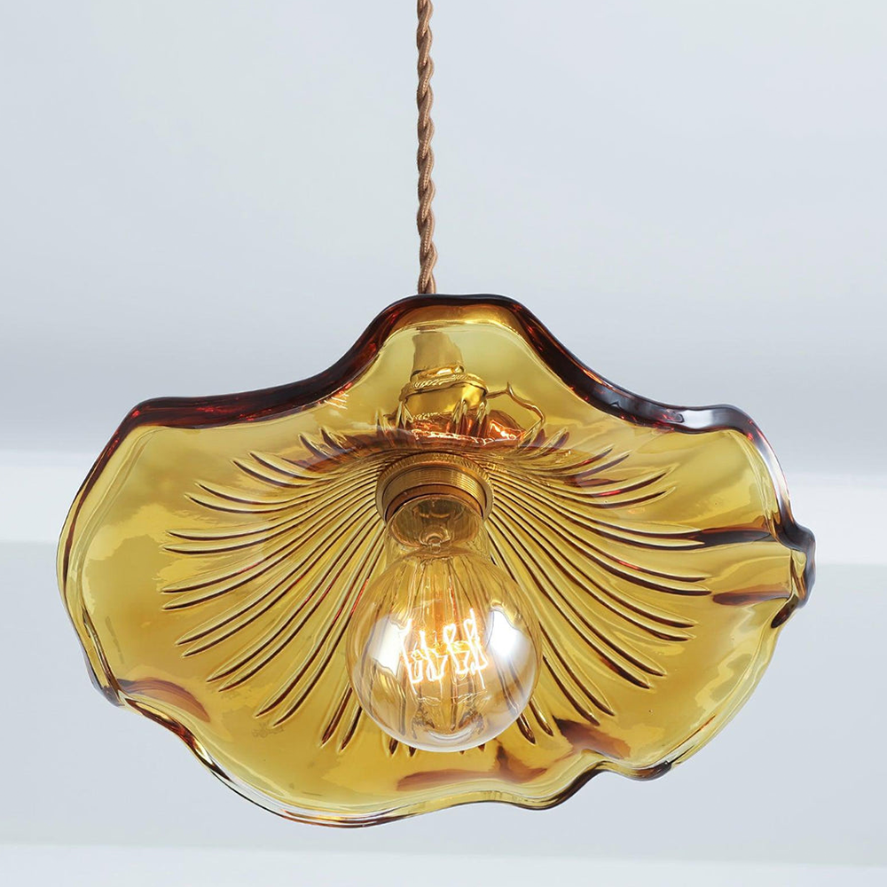 Luvano LED Pendelleuchte Blume Glas elegant