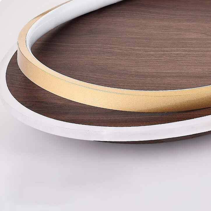 Luvano LED Deckenleuchte Nussbaum gold rund