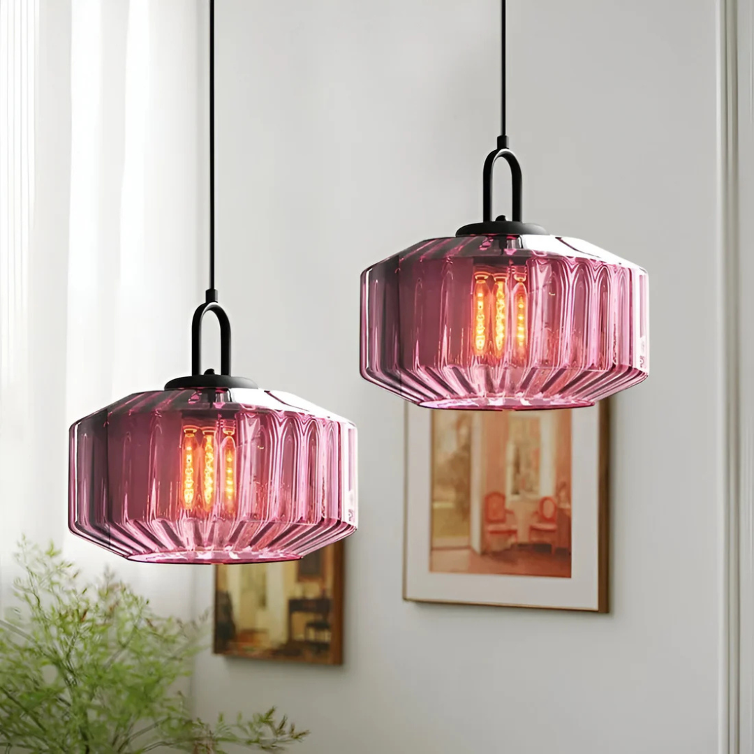 Luvano Mireta Pendelleuchte Buntglas Retro