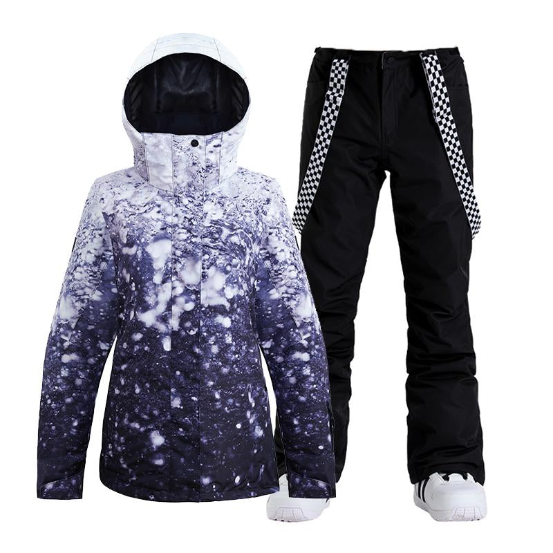 SMN Mountain Freeze Damen-Winter-Snowboardanzug mit buntem Print, wasserdicht