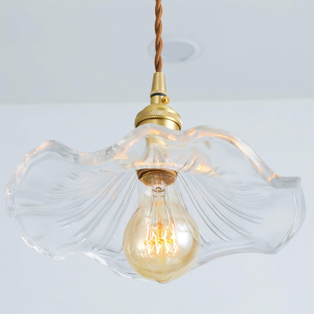 Luvano LED Pendelleuchte Blume Glas elegant