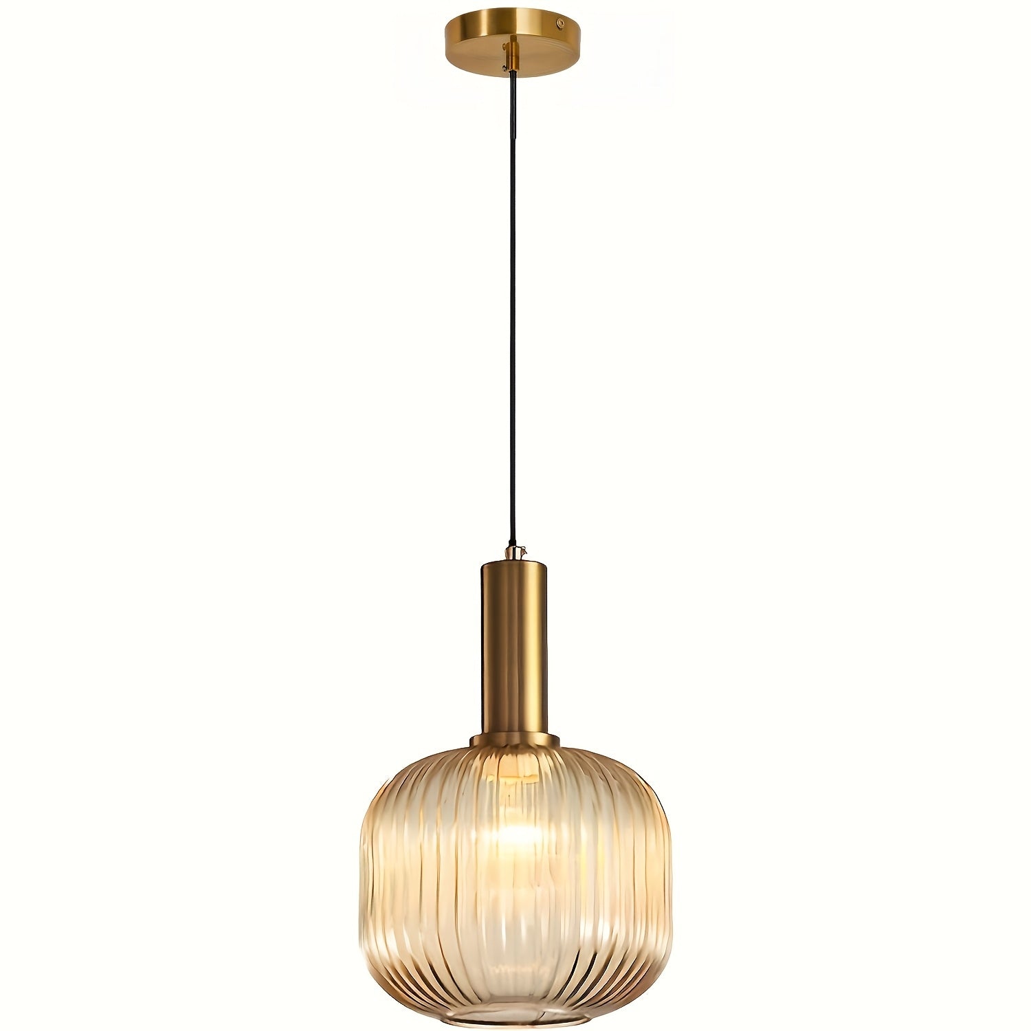 Luvano Pendelleuchte Riffelglas Messing modern