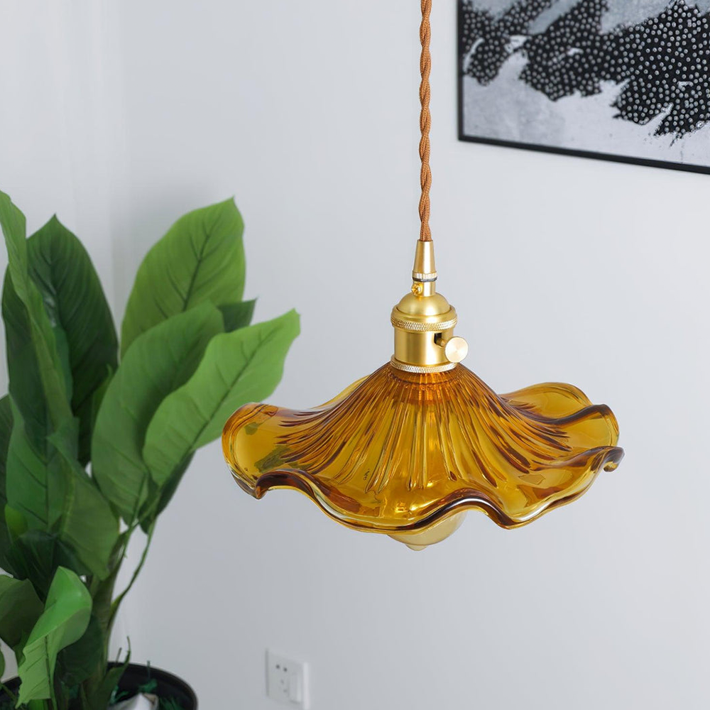 Luvano LED Pendelleuchte Blume Glas elegant