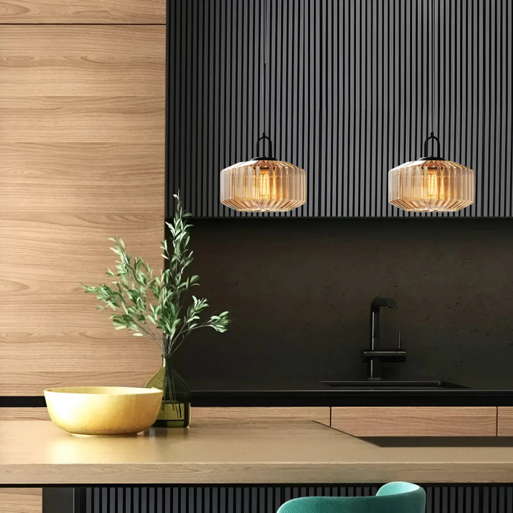 Luvano Mireta Pendelleuchte Buntglas Retro