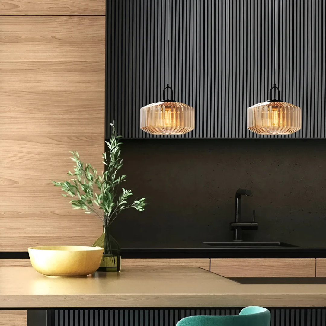 Luvano Mireta Pendelleuchte Buntglas Retro