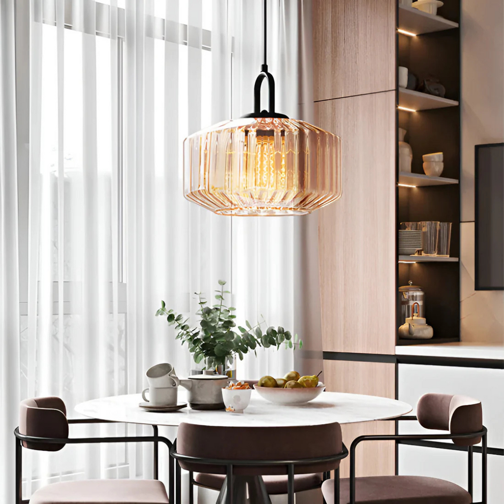 Luvano Mireta Pendelleuchte Buntglas Retro