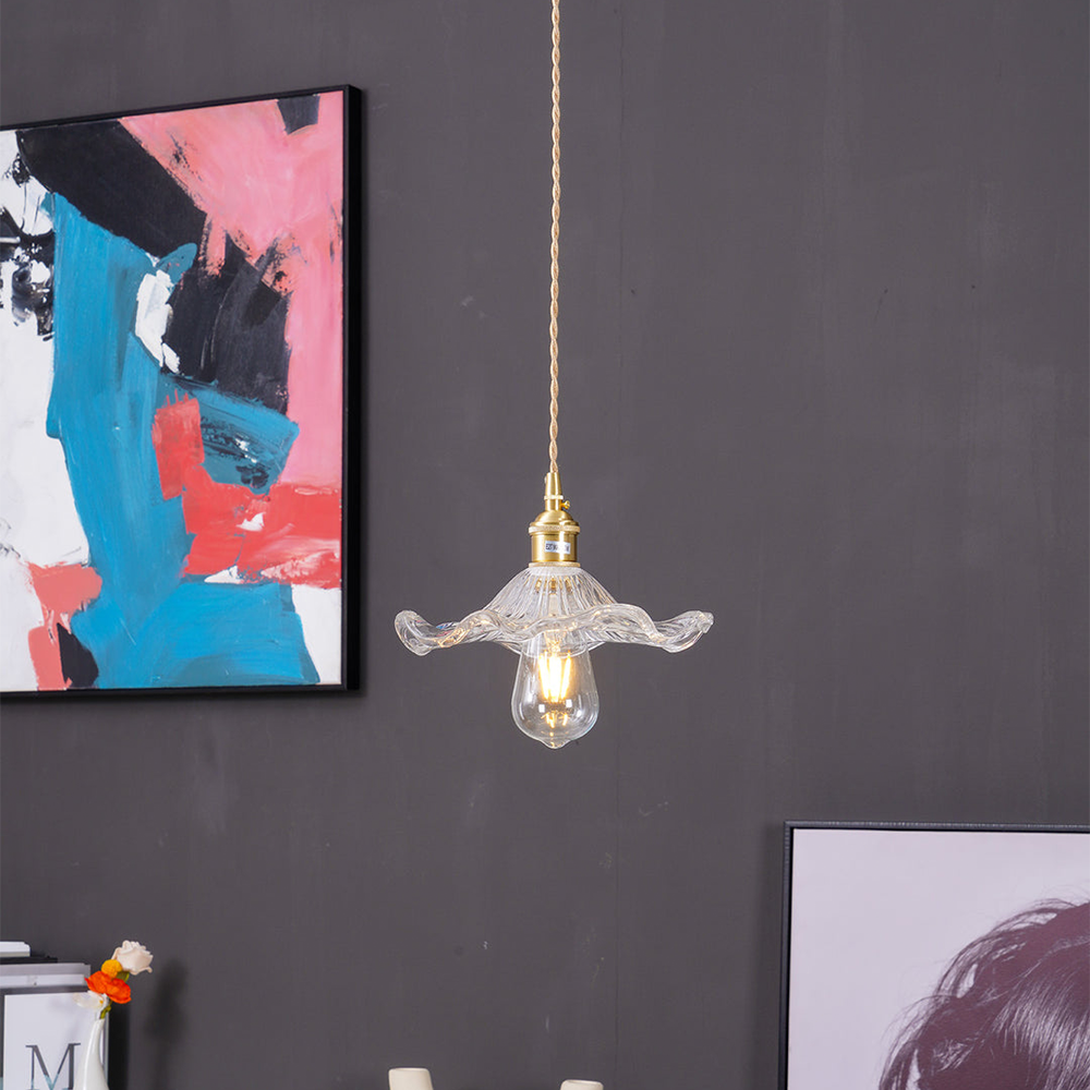 Luvano LED Pendelleuchte Blume Glas elegant