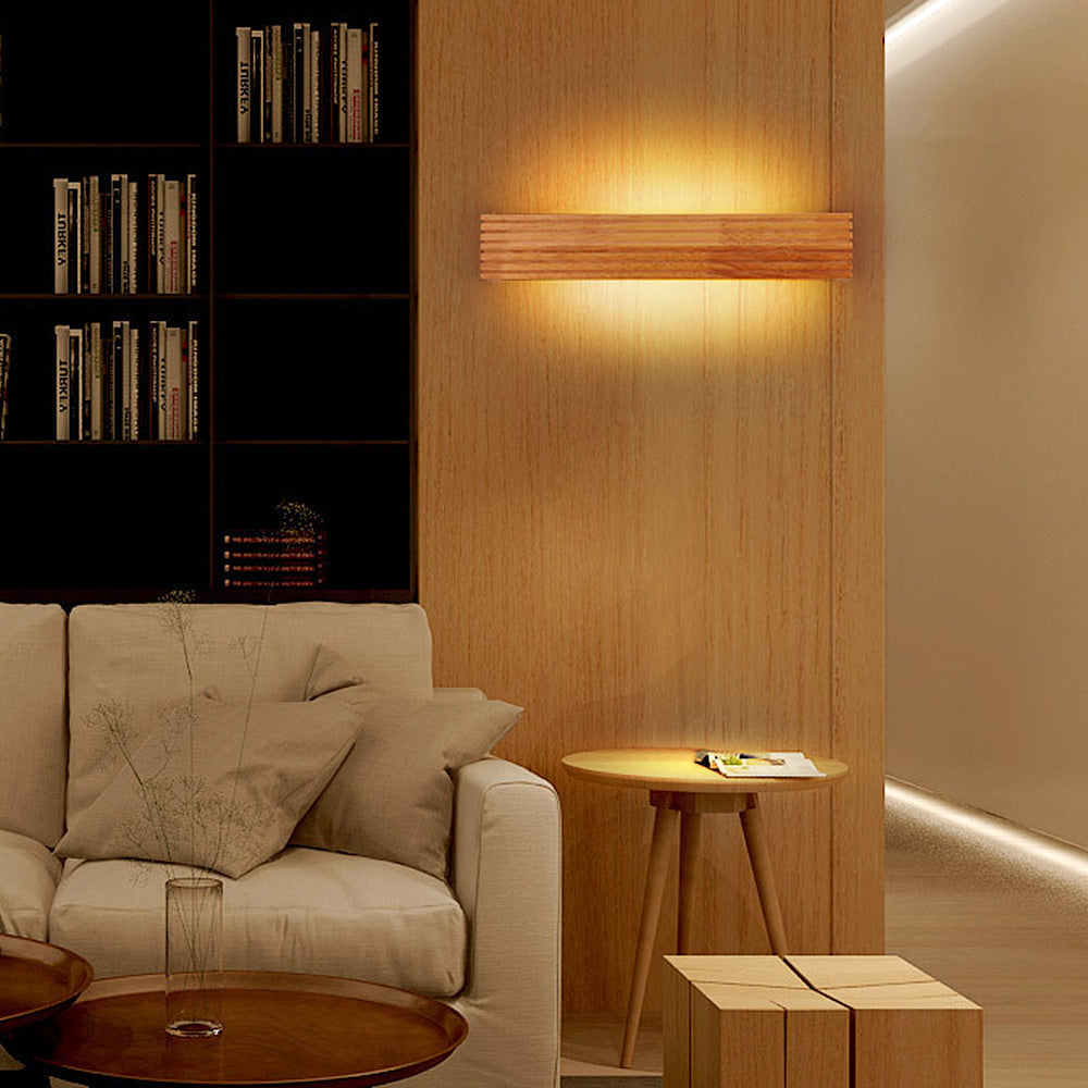 Luvano LED Wandleuchte Holz minimalistisch