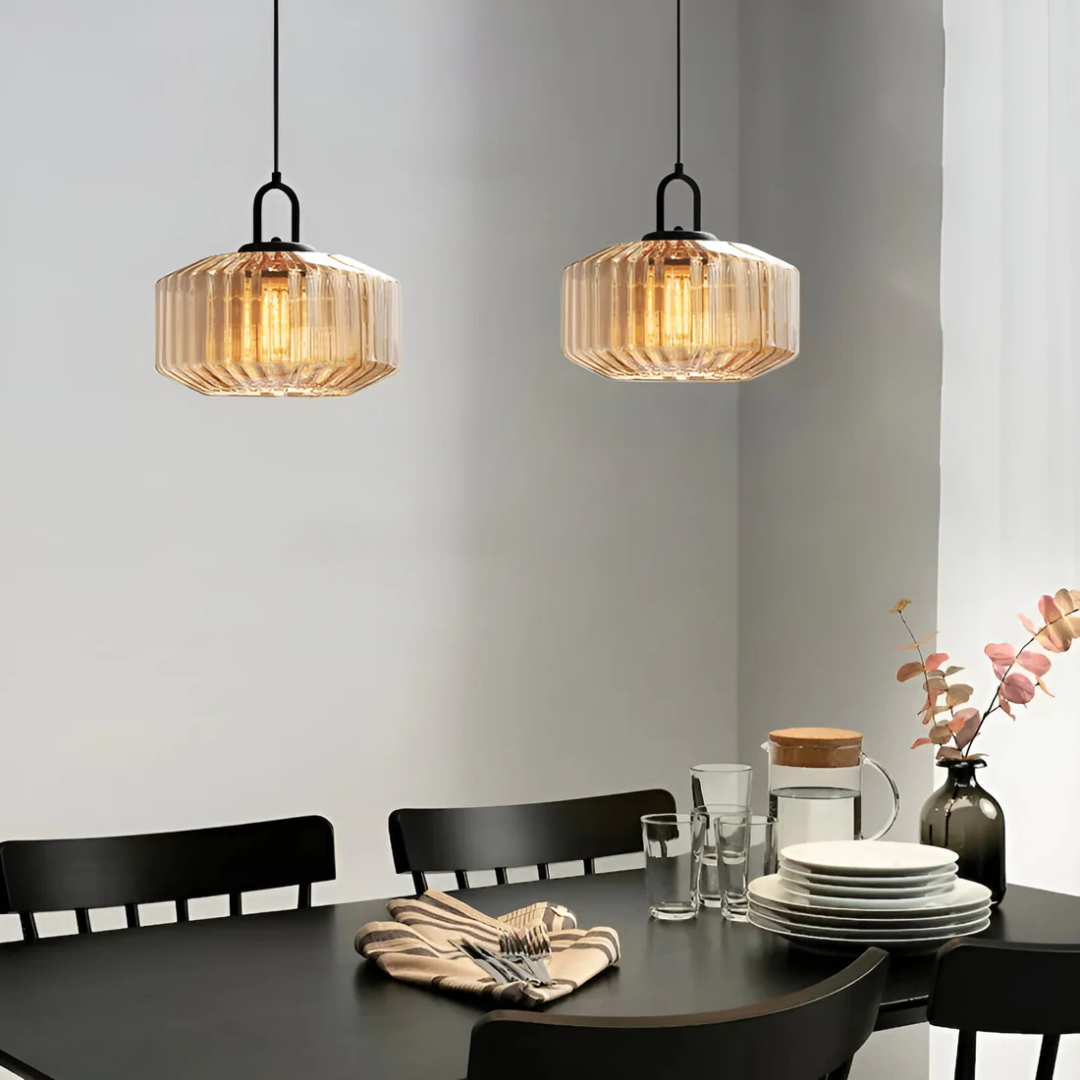 Luvano Mireta Pendelleuchte Buntglas Retro