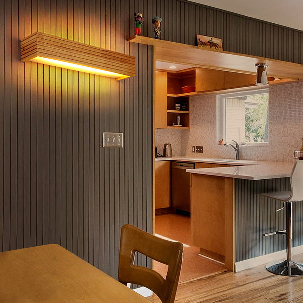 Luvano LED Wandleuchte Holz minimalistisch