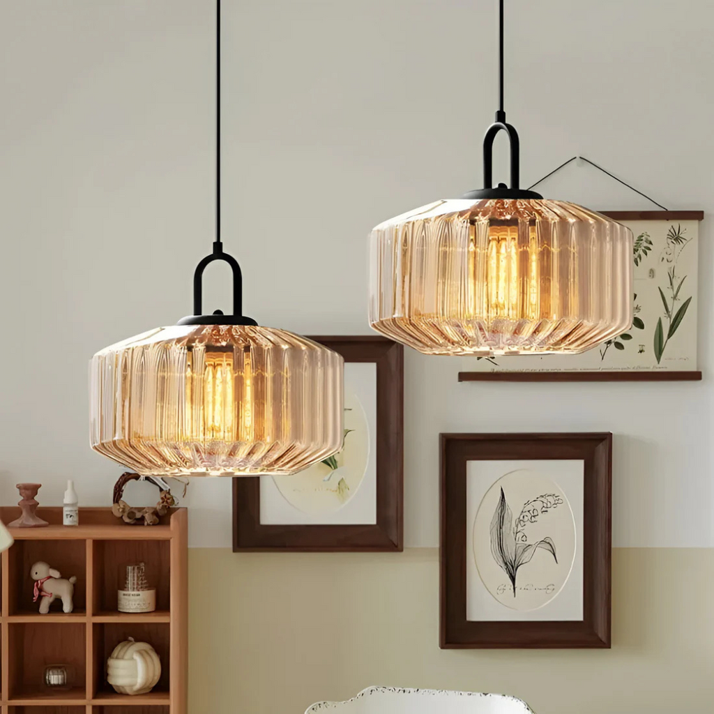 Luvano Mireta Pendelleuchte Buntglas Retro