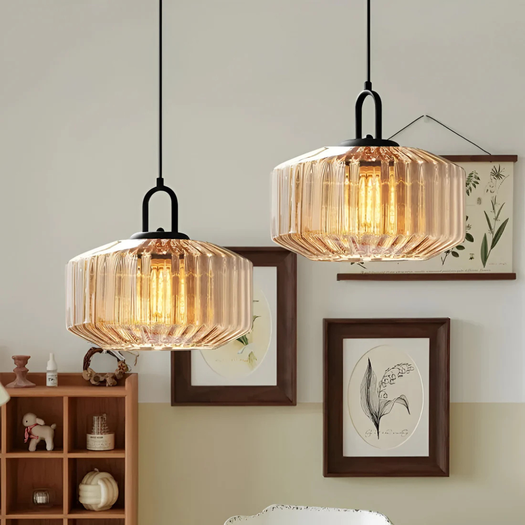 Luvano Mireta Pendelleuchte Buntglas Retro