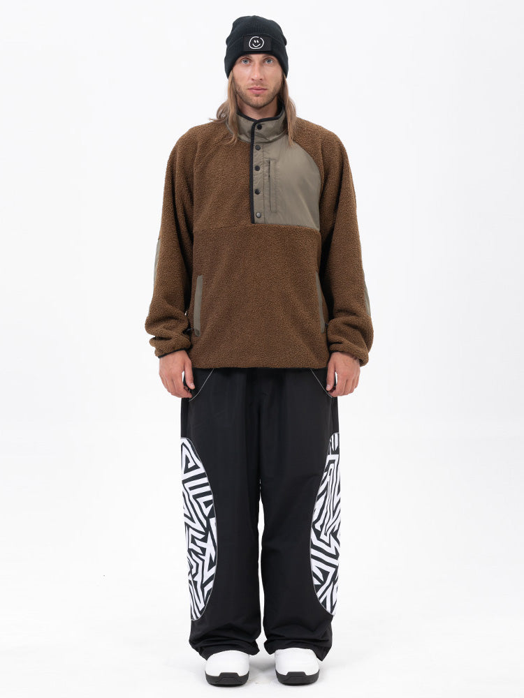 Herren-Pullover aus Kunst-Sherpa-Fleece für die Berge & stylische reflektierende Cargo-Schneehose