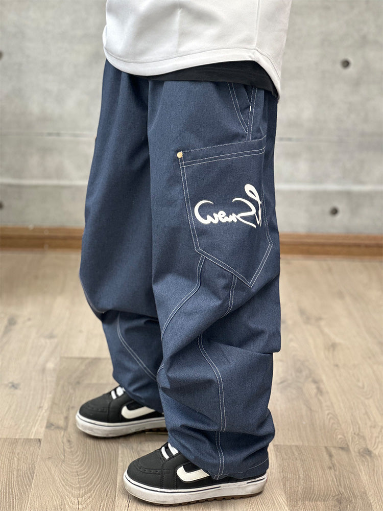 John Snow ChillTrack Oversize Baggy Snowboardhose für Damen, Cargo-Jeans aus Denim