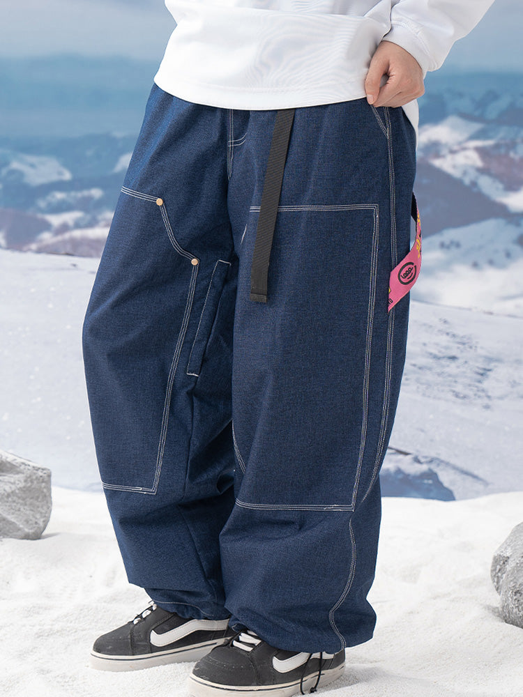 John Snow ChillTrack Oversize Baggy Snowboardhose für Herren, Cargo-Jeans aus Denim