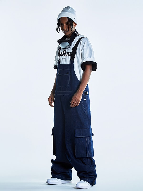 RenChill Mountain Beast Denim Baggy Snow Bibs für Herren