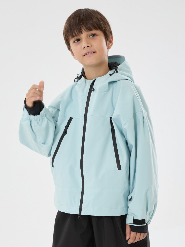 Jungen Schneejacke mit Hasenohren, wasserdicht, wärmend, mit Kapuze, wasserdicht, Thermo-Schneejacke