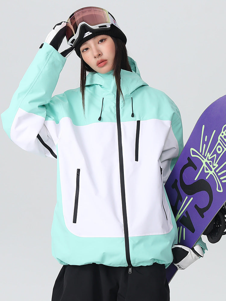 Searipe Damen-Skijacke im Retro-Look mit Farbblock-Design und lockerem Sitz