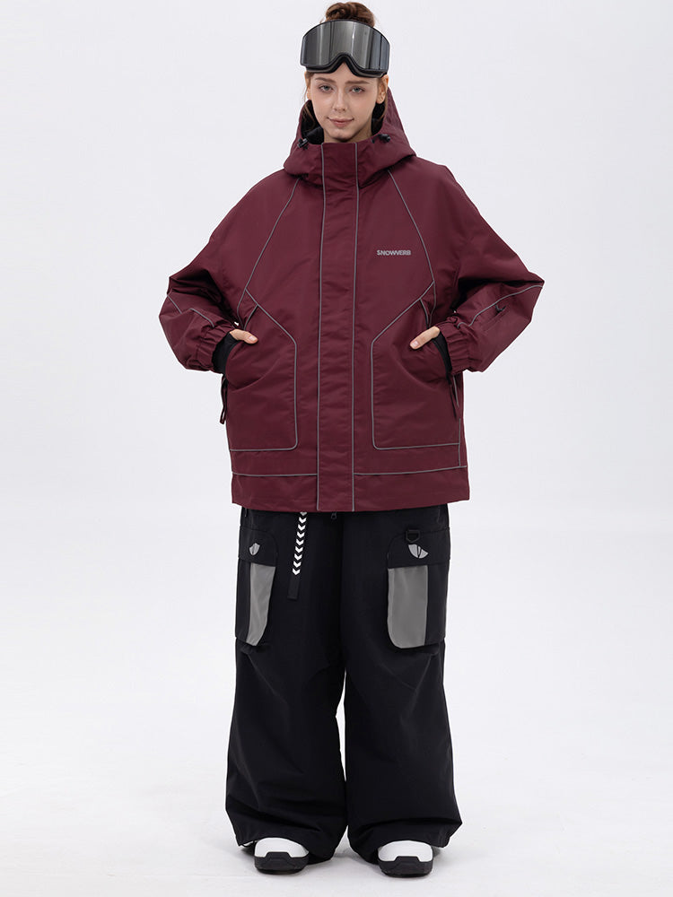 NightRide Chill Damen-Schneeanzug mit Reflektoren – Set aus Bergjacke und Baggy-Cargohose