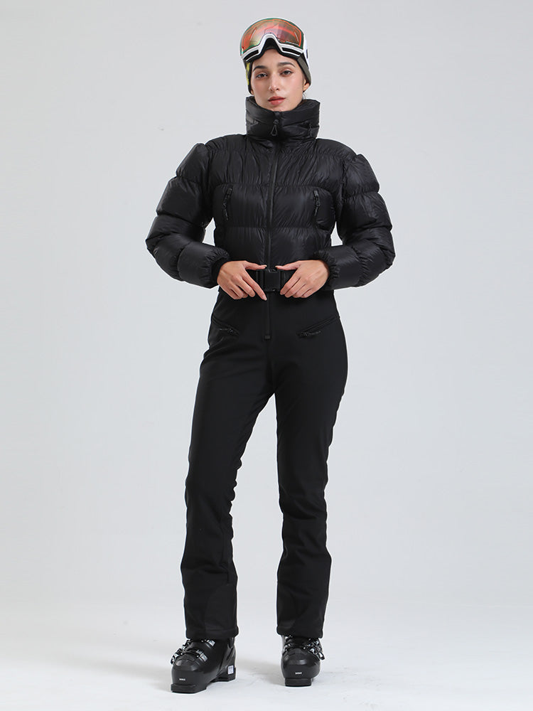 Alpine Luxe Daunen-Overall für Damen, Fleecegefüttert, Winter-Glamour-Ski-Overall