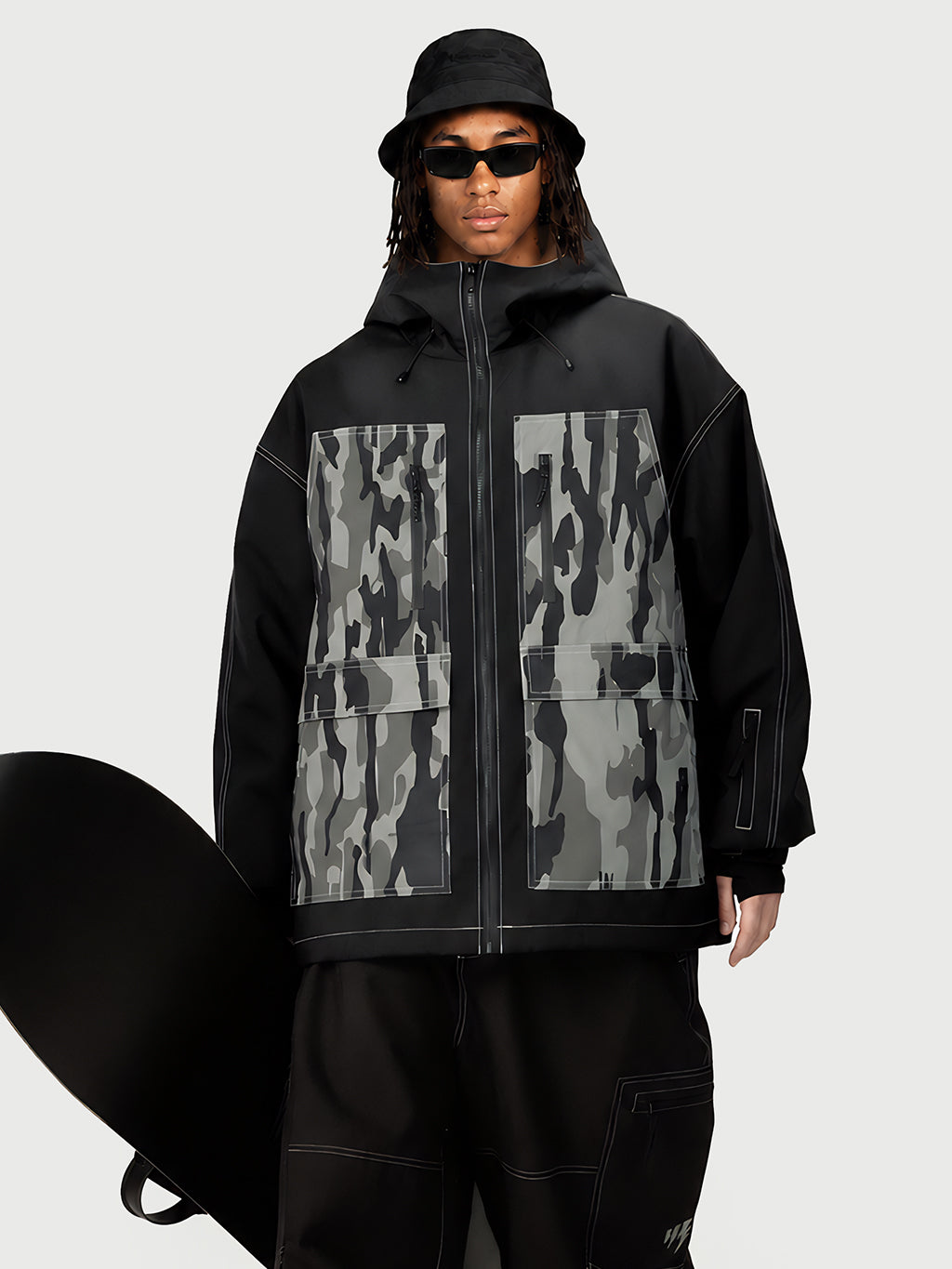 UrbanCraft Street Utility Freestyle Schneejacke für Herren – Reflektierende Kapuze & Arbeitskleidungsdesign