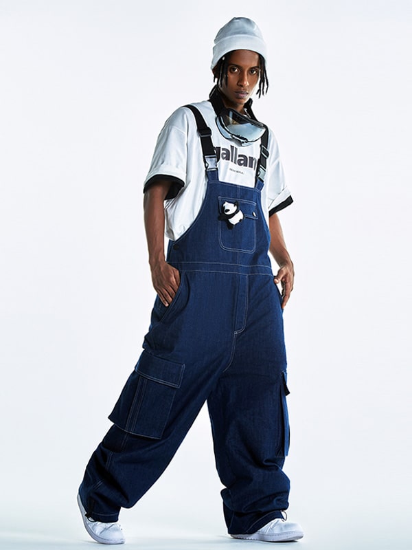 RenChill Mountain Beast Denim Baggy Snow Bibs für Herren