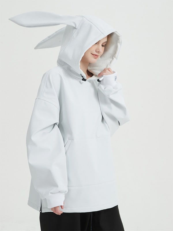 Doorek Unisex Niedlicher Hasen-Schnee-Hoodie - Lange Ohren-Verzierung