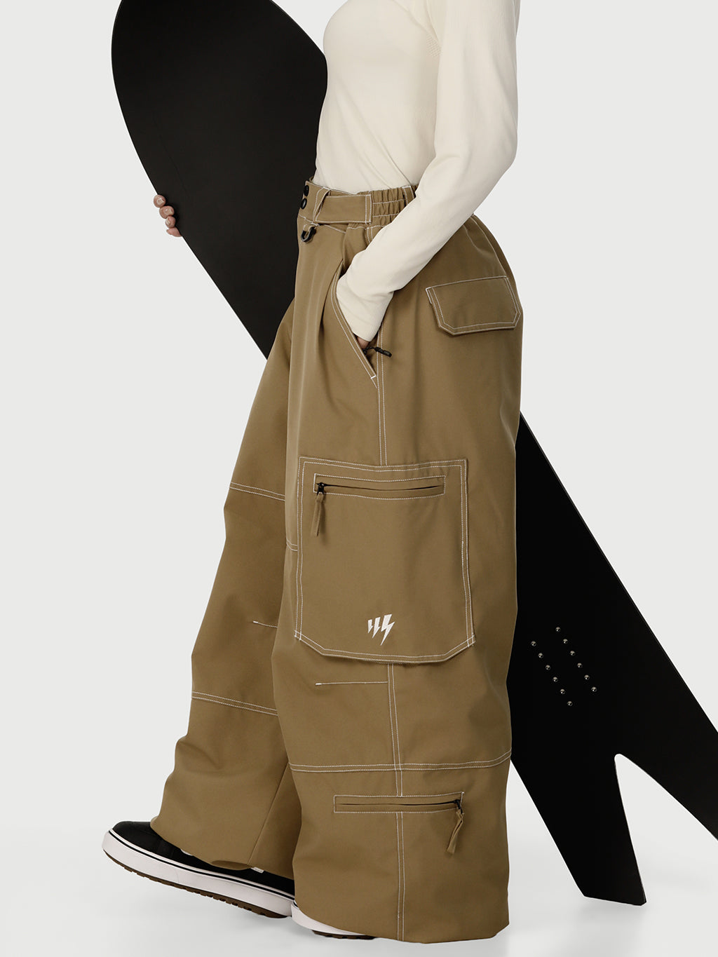 Wild Soul Crew Utility Cargo-Schneehose für Damen – Robuste Nähte, lockere Passform