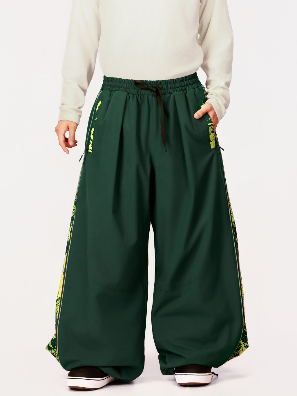 Hyper Flux Herren-Skihose mit seitlichem Reißverschluss und Graffiti-Einsatz, extra weit geschnitten, Freestyle-Schneehose