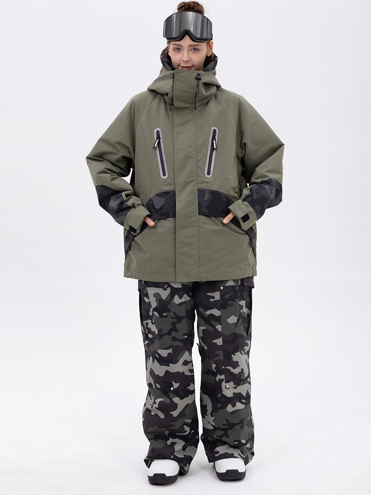 Chillform Damen-Schneeanzug mit reflektierendem Tarnmuster – Glow Trail Jacke mit Baggy-Schneehose (Set)